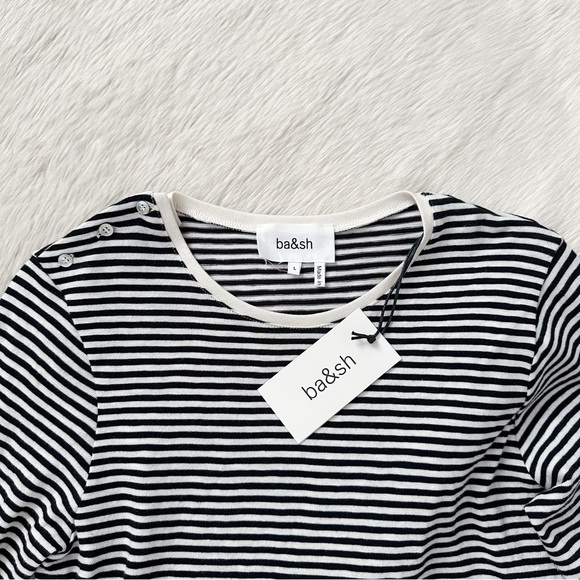 NWT ba&sh Alias T-Shirt in Off White Stripe - Picture 5 of 11